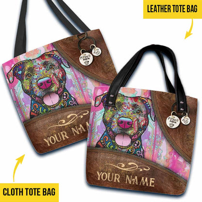 Dog Mom - Pitbull Personalized  Tote Bag