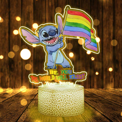 Be You Rainbow Ohana - Personalized LGBT Support Shaped Plaque Light Base