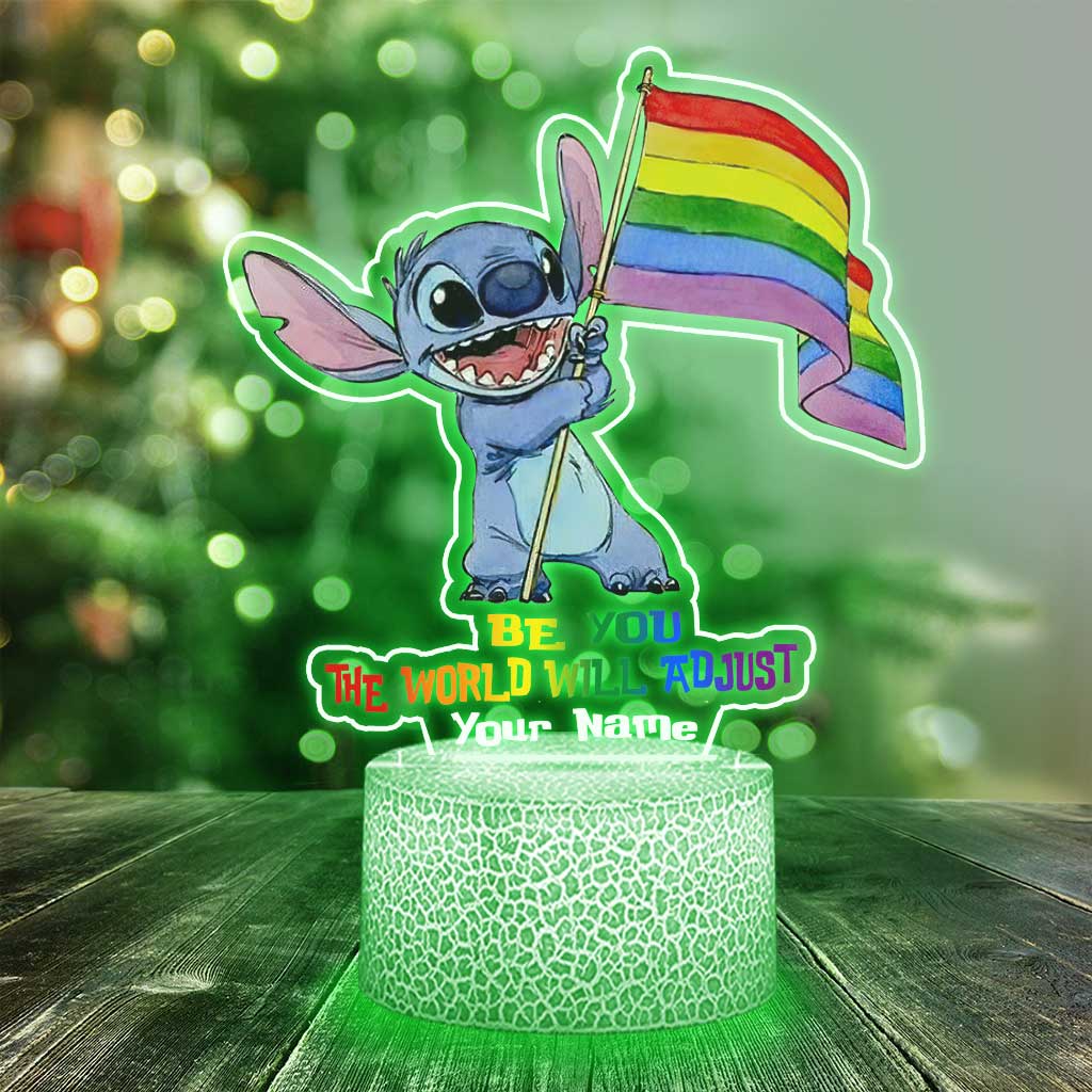 Be You Rainbow Ohana - Personalized LGBT Support Shaped Plaque Light Base