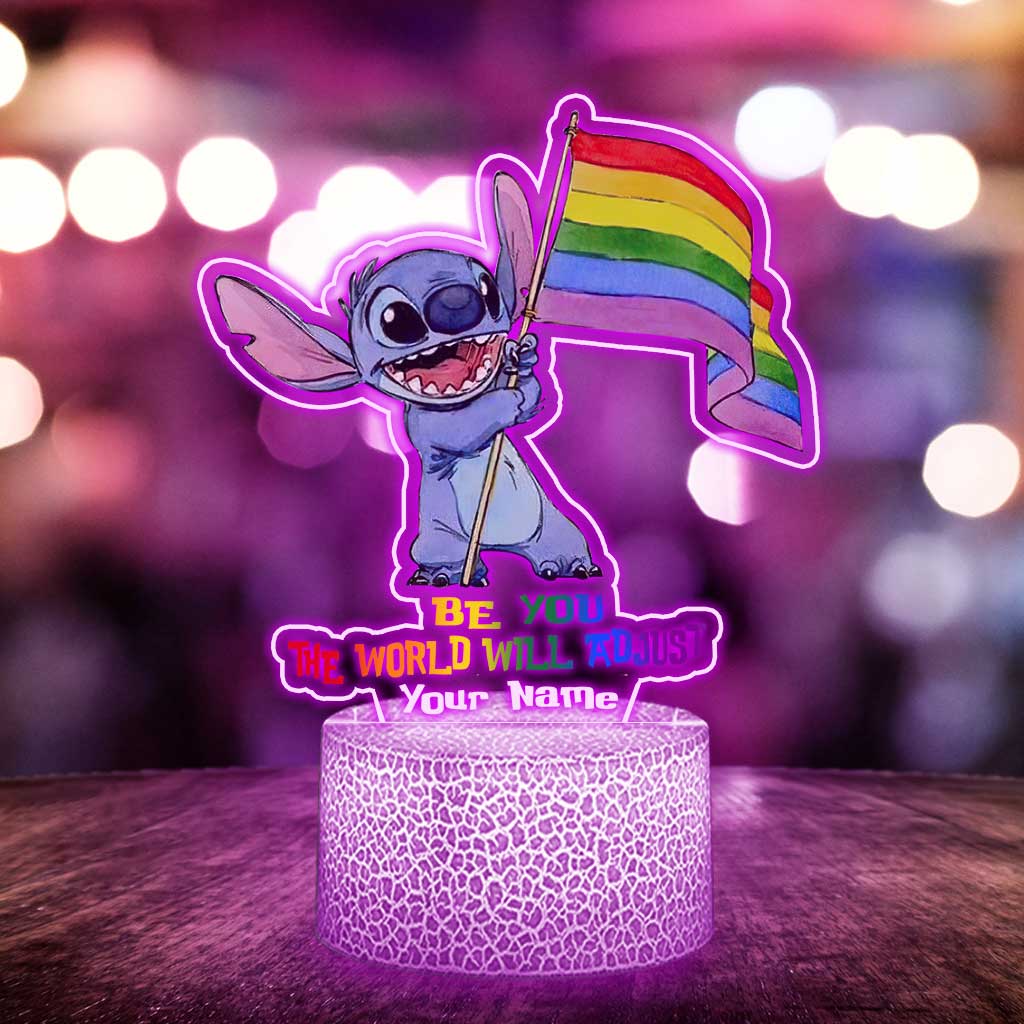 Be You Rainbow Ohana - Personalized LGBT Support Shaped Plaque Light Base