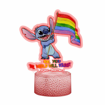 Be You Rainbow Ohana - Personalized LGBT Support Shaped Plaque Light Base