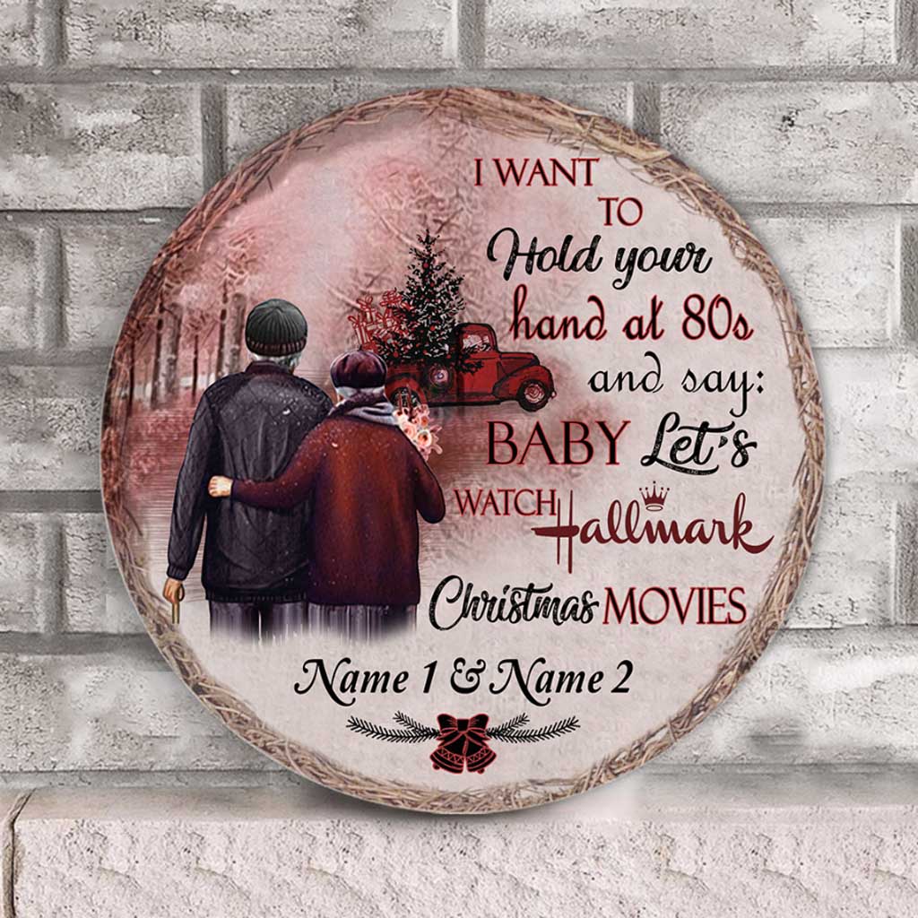 I Want To Hold Your Hand At 80s - Personalized Round Wood Sign