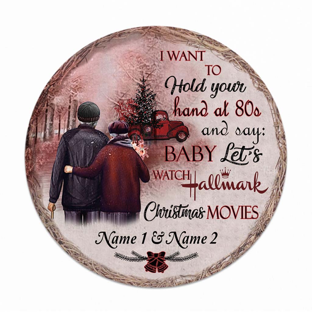 I Want To Hold Your Hand At 80s - Personalized Round Wood Sign