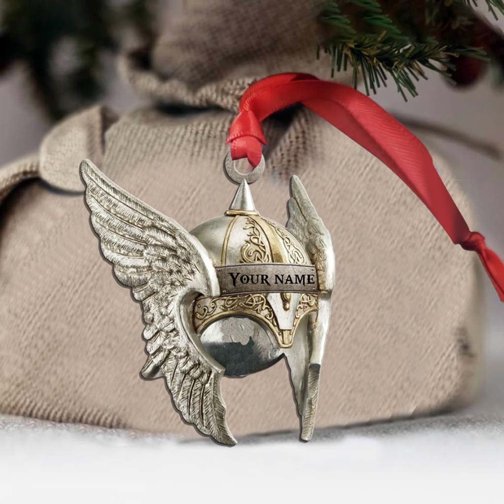 Valkyrie Helmet - Personalized Viking Ornament (Printed On Both Sides)