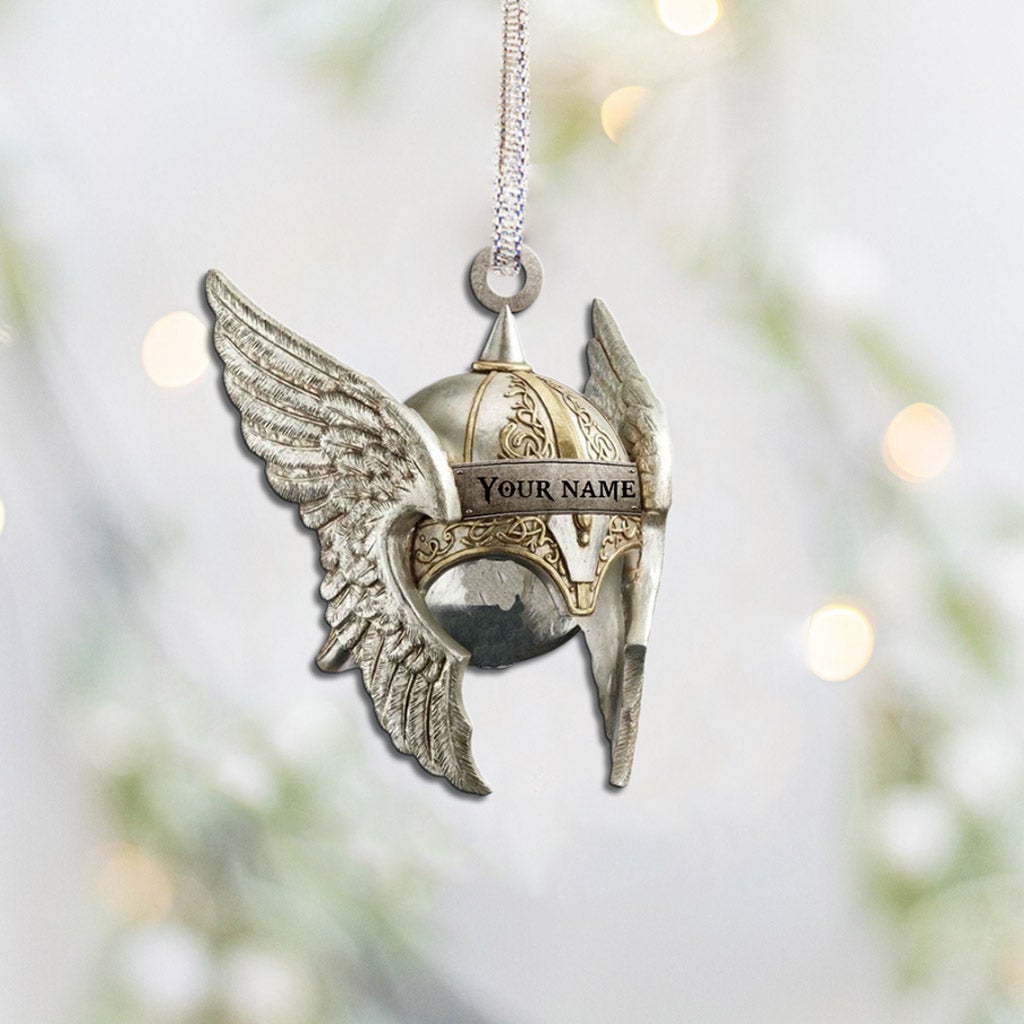 Valkyrie Helmet - Personalized Viking Ornament (Printed On Both Sides)