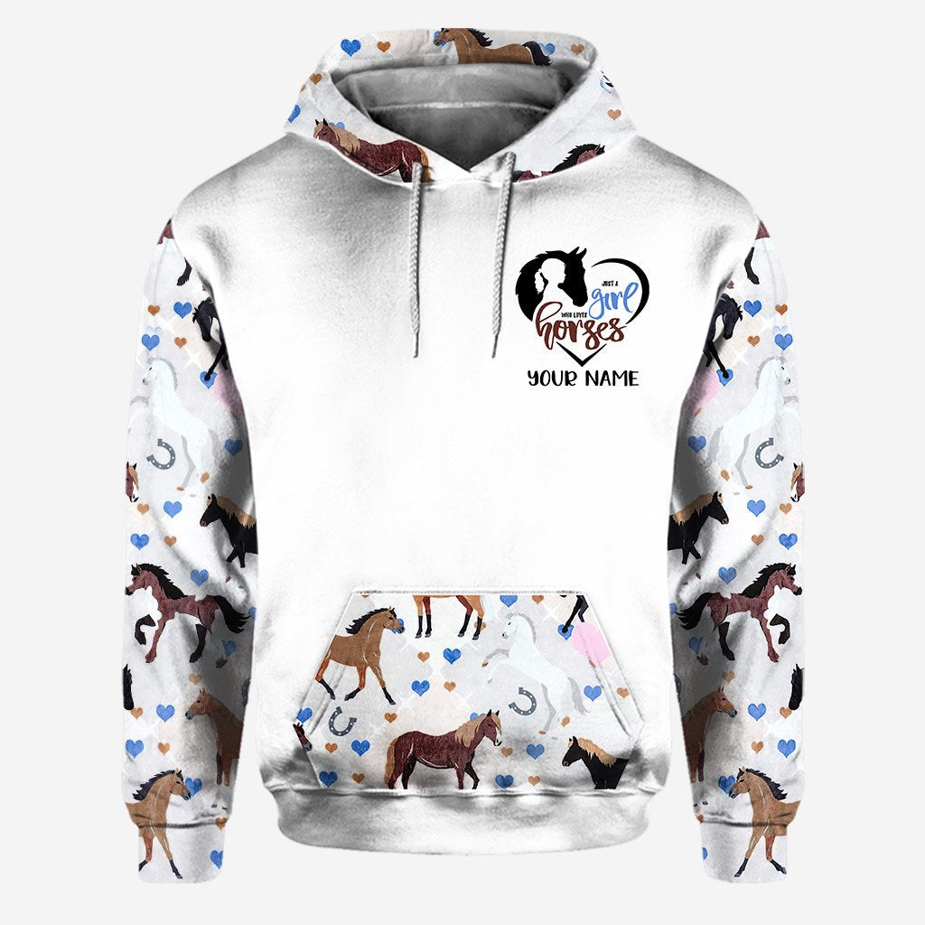 Just A Girl Who Loves Horses - Personalized Hoodie And Leggings