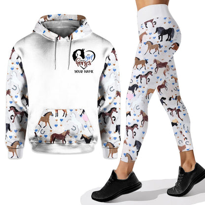 Just A Girl Who Loves Horses - Personalized Hoodie And Leggings