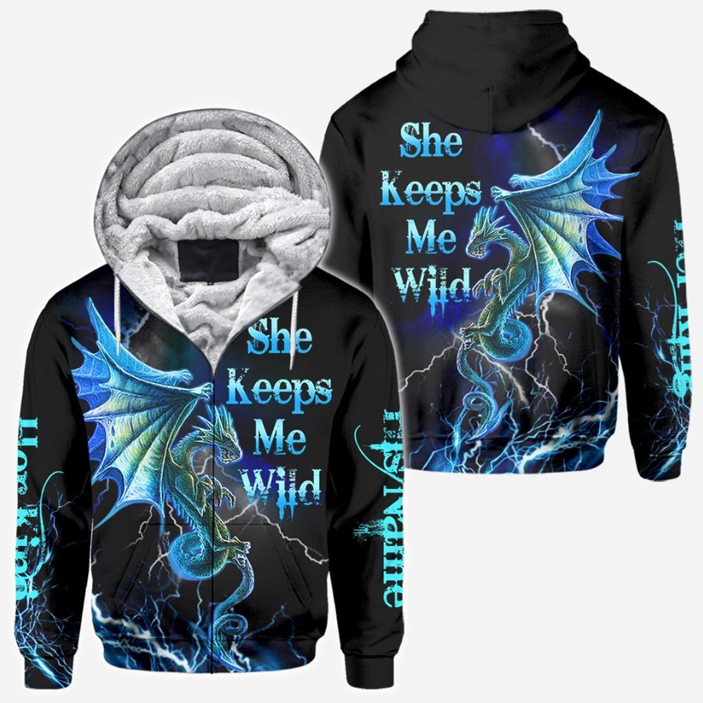 His Queen Her King - Couple Personalized Dragon All Over T-shirt and Hoodie