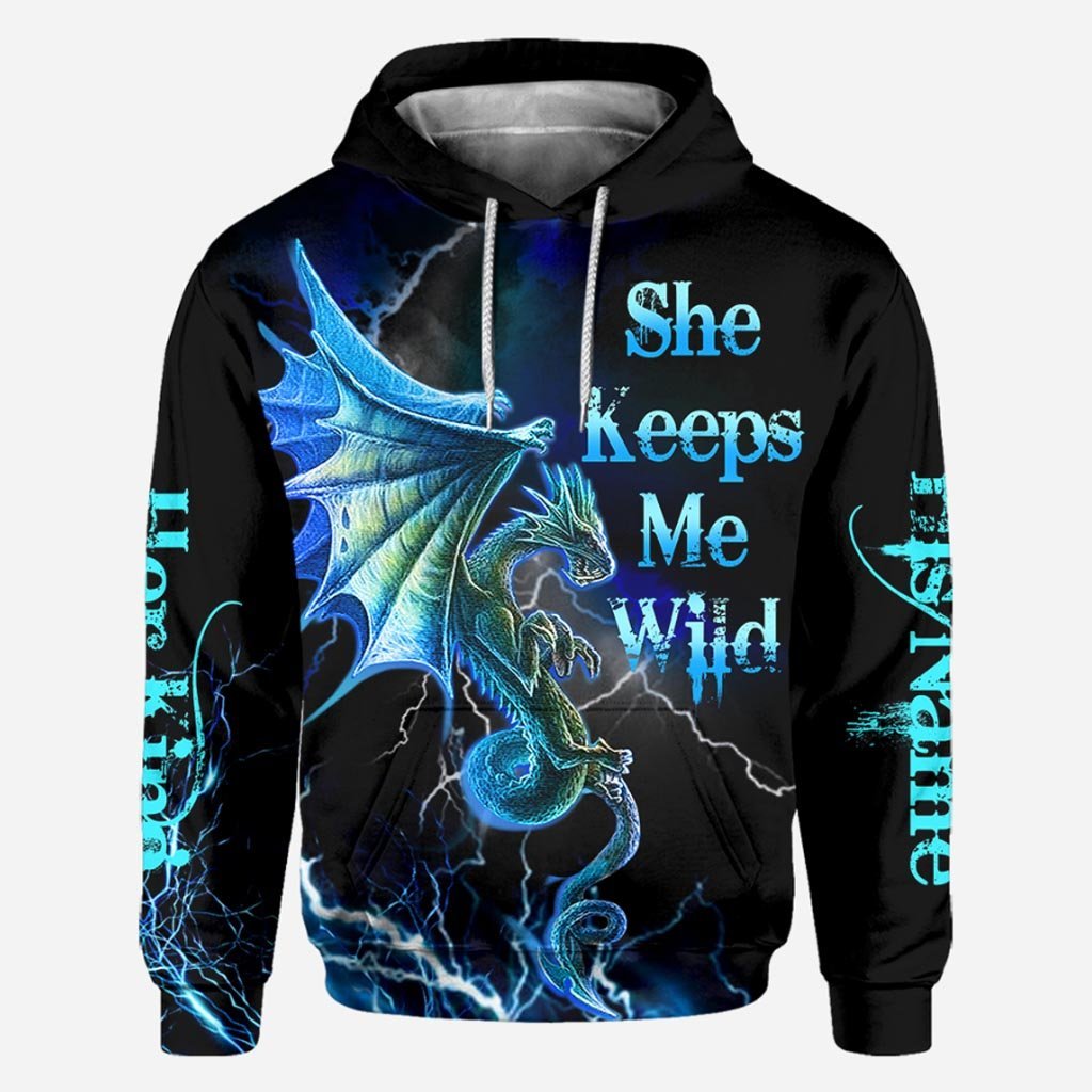 His Queen Her King - Couple Personalized Dragon All Over T-shirt and Hoodie