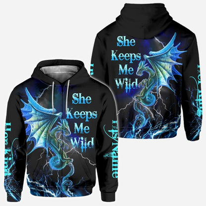 His Queen Her King - Couple Personalized Dragon All Over T-shirt and Hoodie