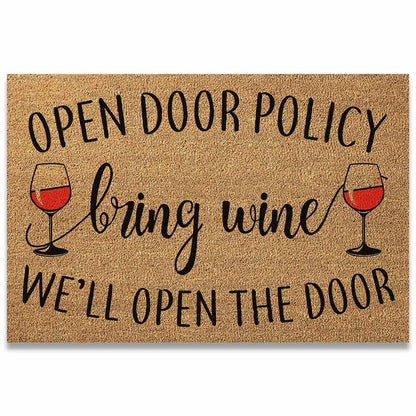 Open Door - Wine Coir Pattern Print Doormat