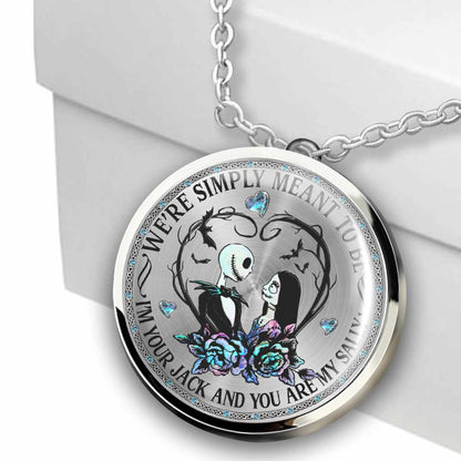 We're Simply Meant To Be - Personalized Nightmare Round Pendant Necklace