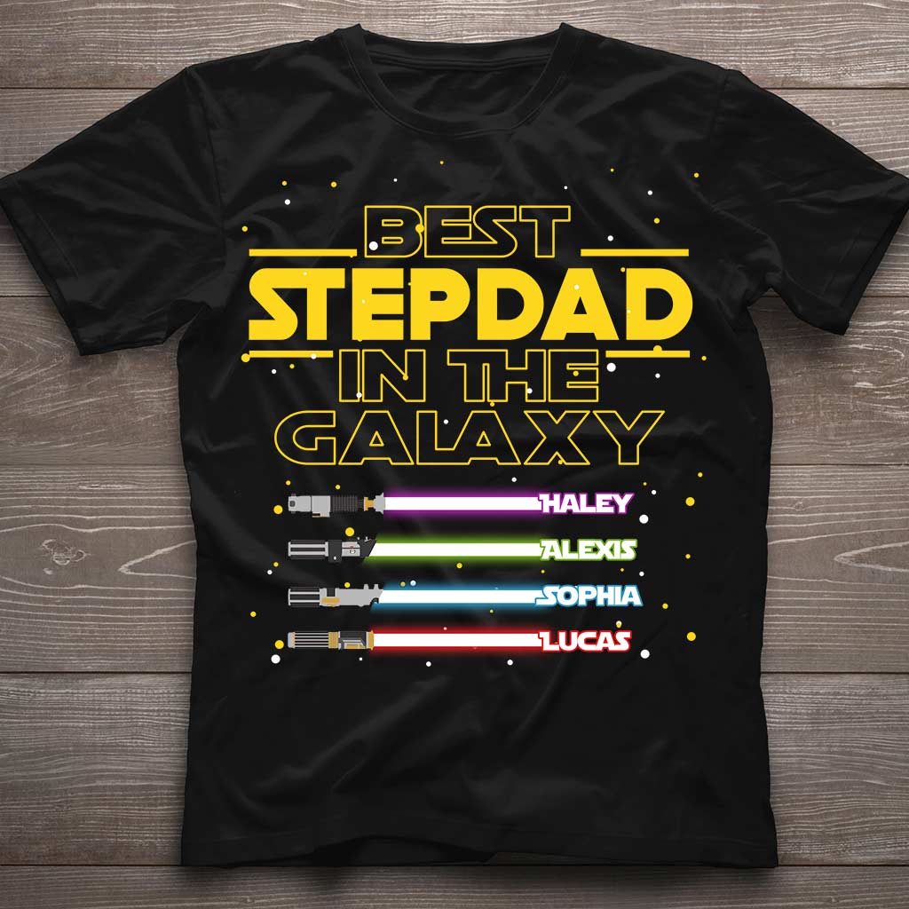 Best Stepdad In The Galaxy - Personalized Father's Day T-shirt and Hoodie