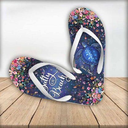 Salty Btch Love Beaches - Personalized Turtle Flip Flops