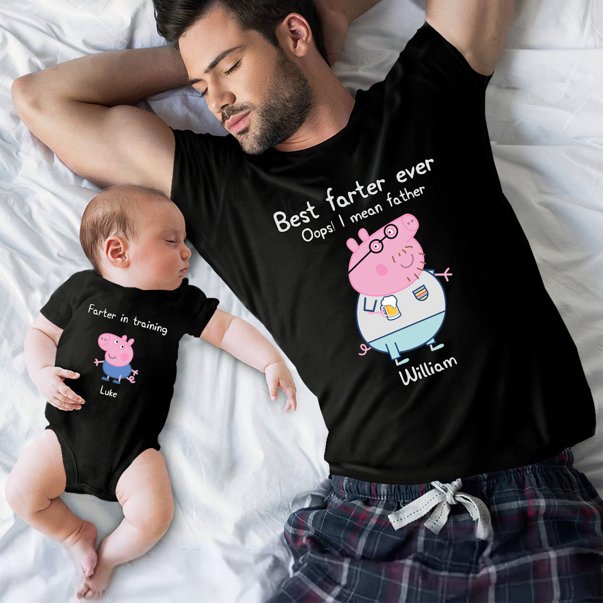 Best Farter Ever - Personalized Pink Pig T-shirt And Baby Onesie