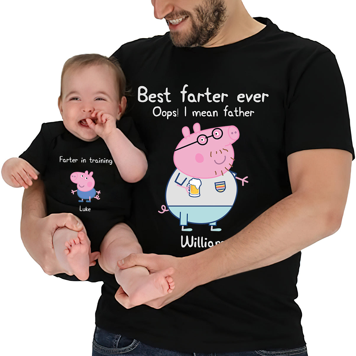 Best Farter Ever - Personalized Pink Pig T-shirt And Baby Onesie