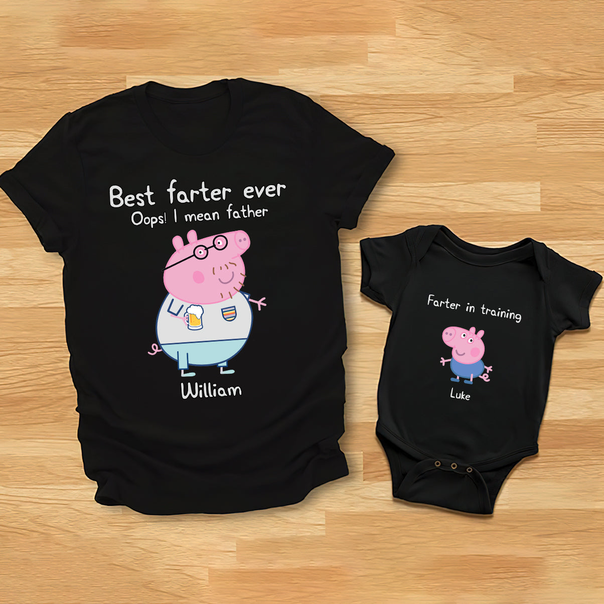 Best Farter Ever - Personalized Pink Pig T-shirt And Baby Onesie