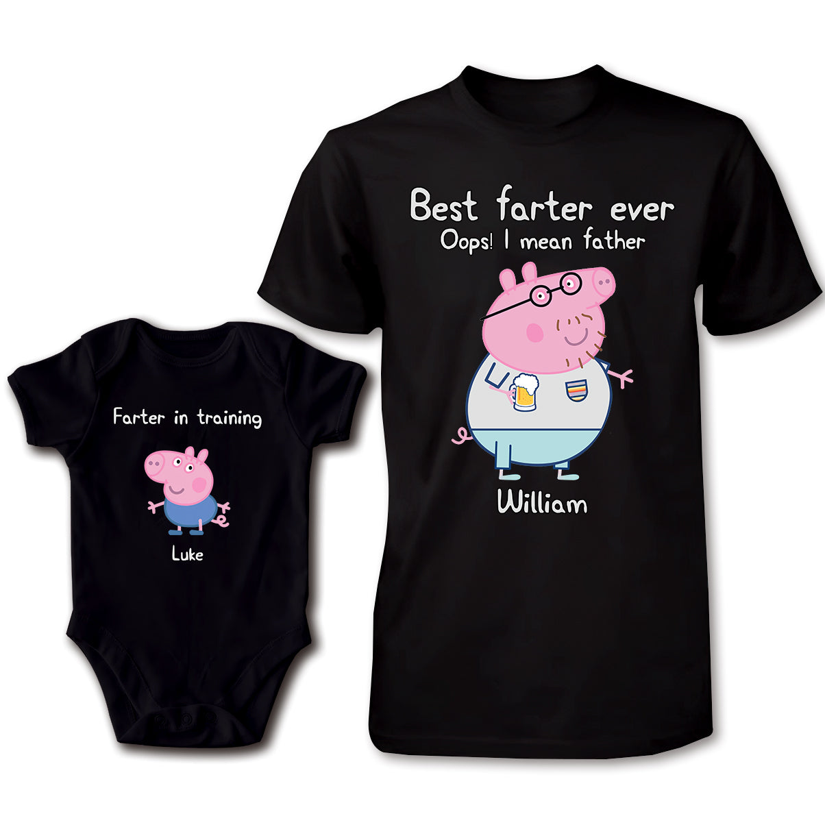 Best Farter Ever - Personalized Pink Pig T-shirt And Baby Onesie