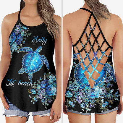 Salty Lil' Beach -Turtle Cross Tank Top