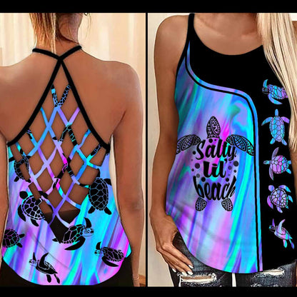 Salty Lil' Beach - Turtle Cross Tank Top