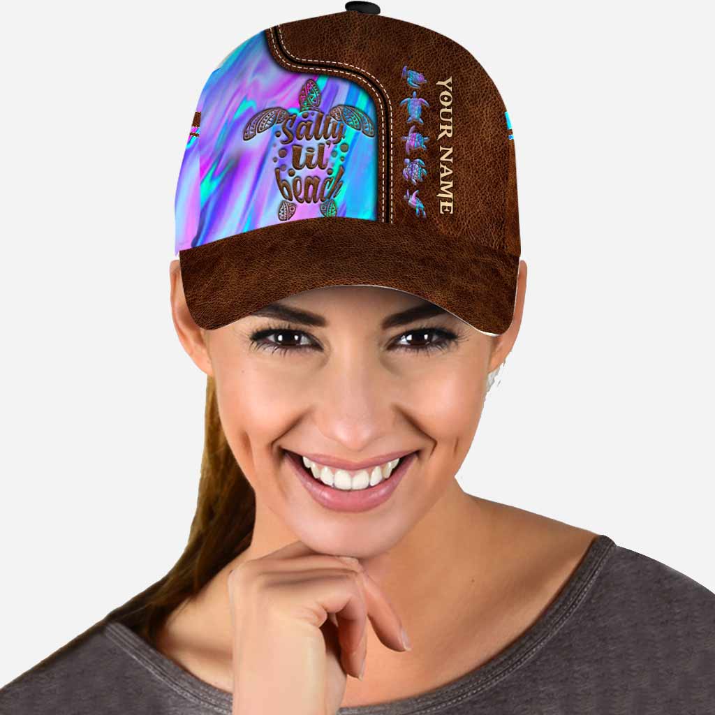 Salty Lil' Beach - Turtle Personalized Cap With Printed Vent Holes