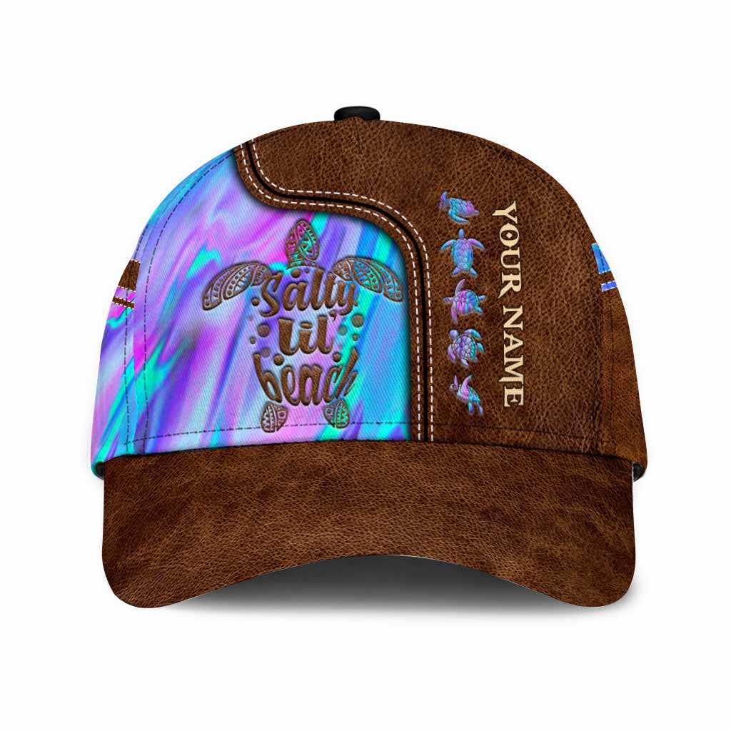 Salty Lil' Beach - Turtle Personalized Cap With Printed Vent Holes