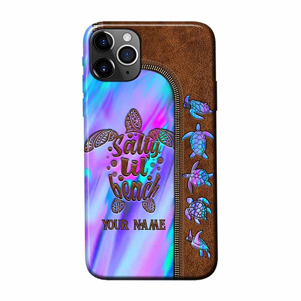 Salty Lil' Beach - Turtle Personalized Leather Pattern Print Phone Case