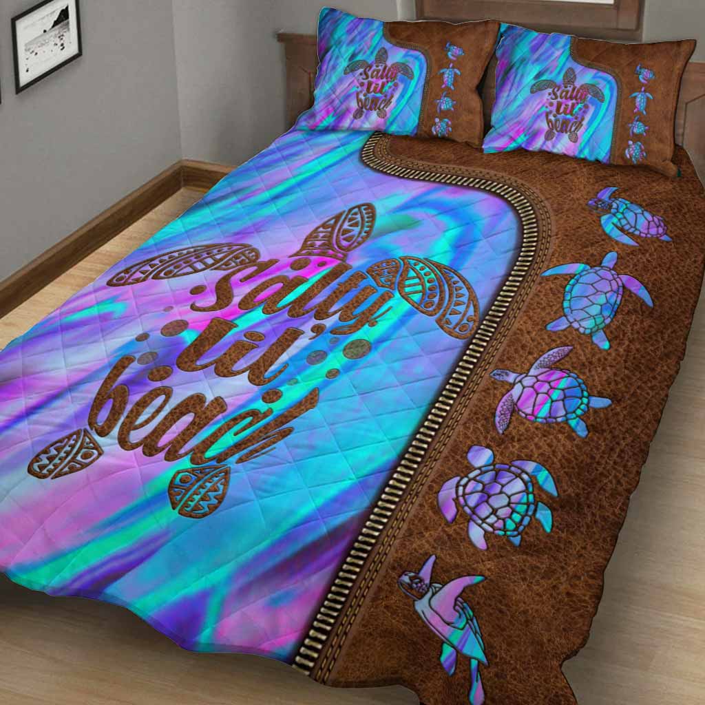 Salty Lil' Beach - Turtle Leather Pattern Print Quilt Set