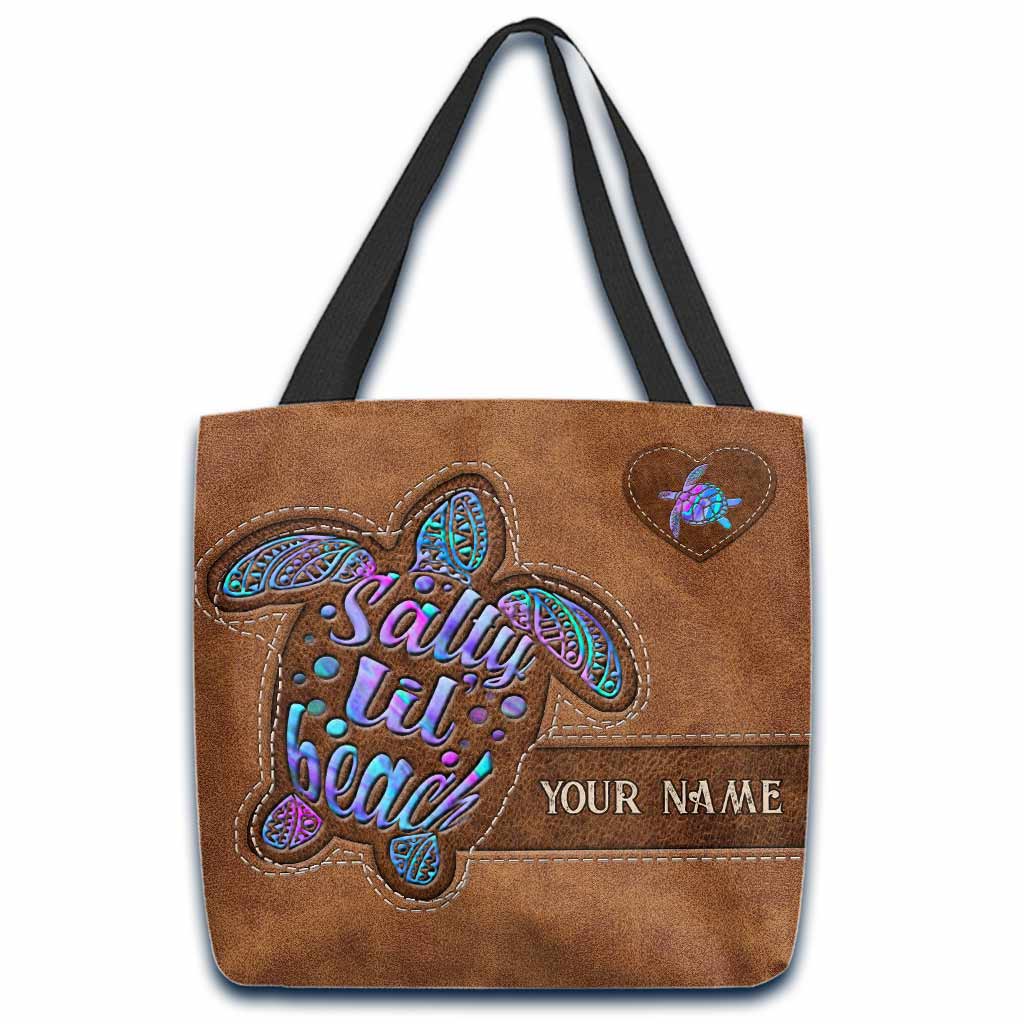 Salty Lil' Beach - Turtle Personalized  Tote Bag