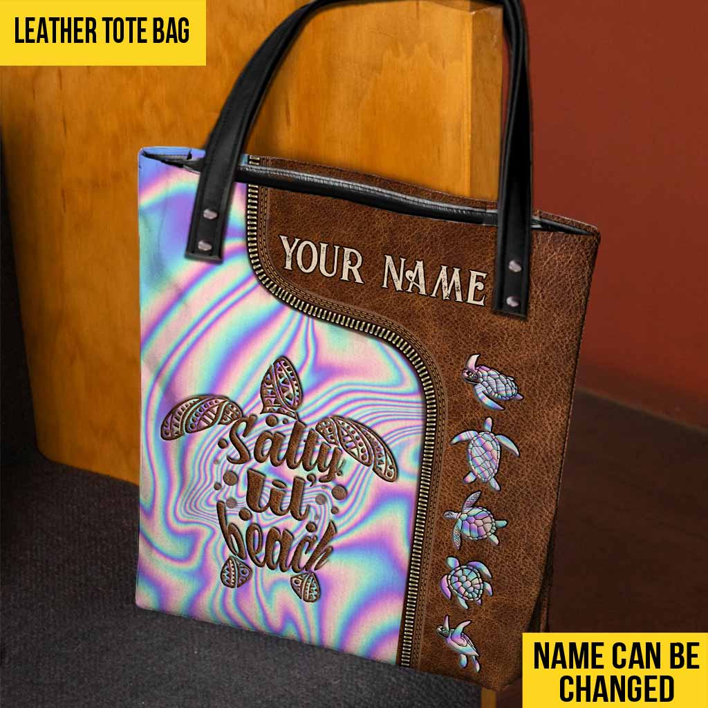 Salty Lil' Beach - Turtle Personalized  Tote Bag