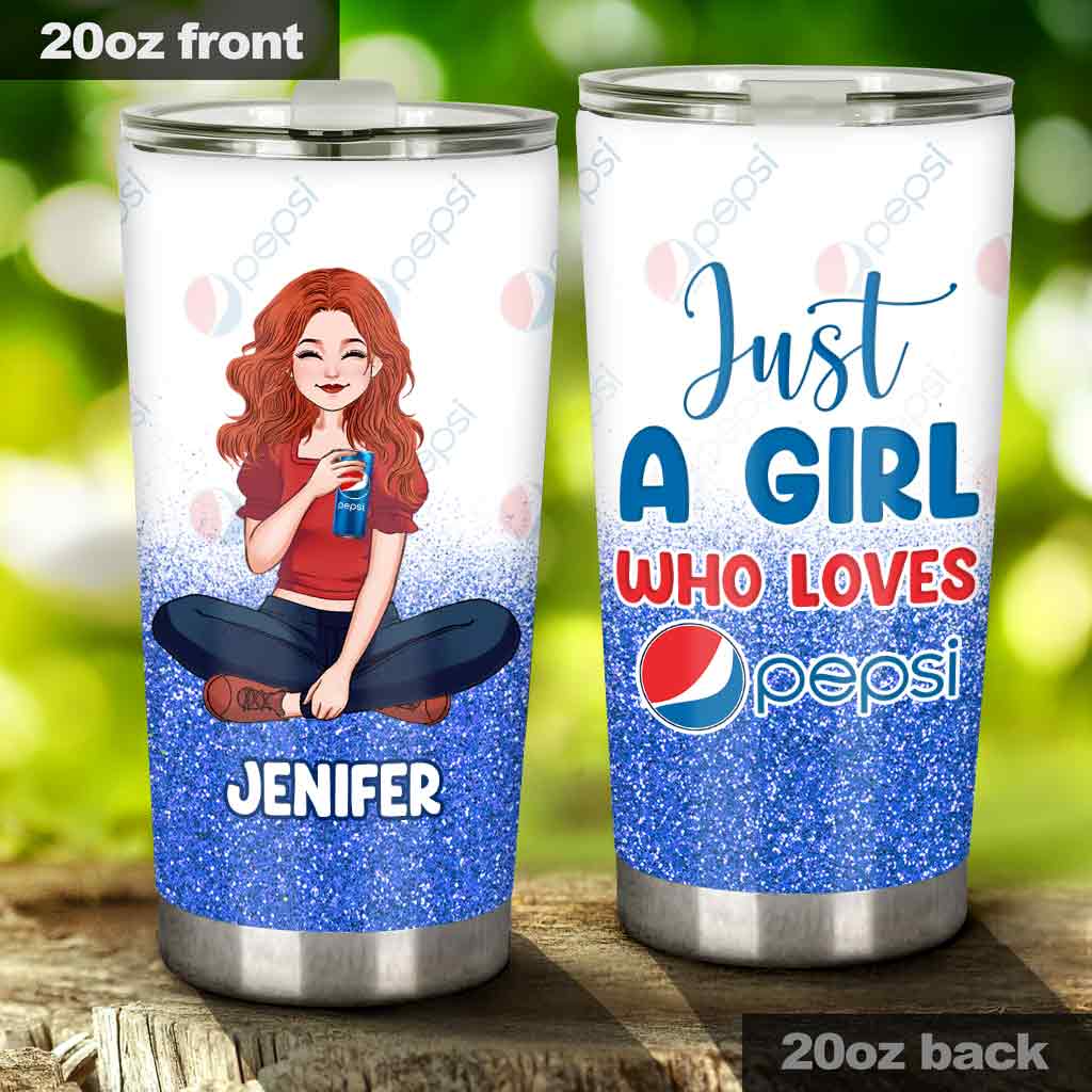 Just A Girl Who Loves Soft Drink - Personalized Blue Soft Drink Tumbler