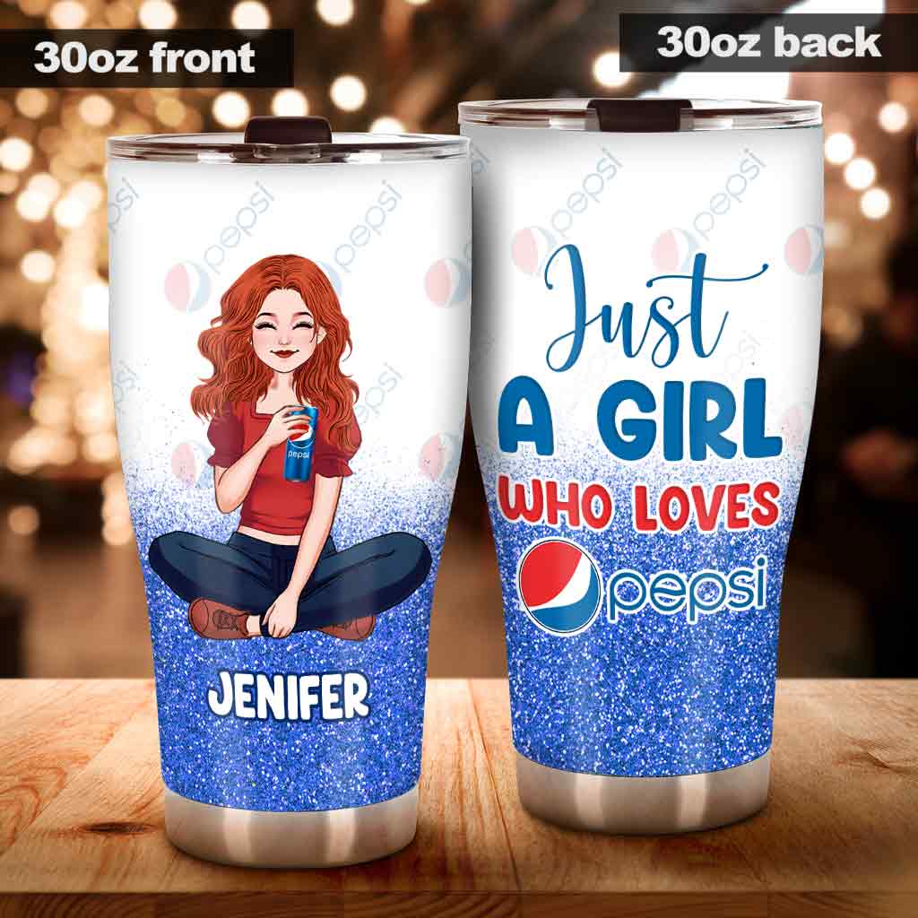 Just A Girl Who Loves Soft Drink - Personalized Blue Soft Drink Tumbler