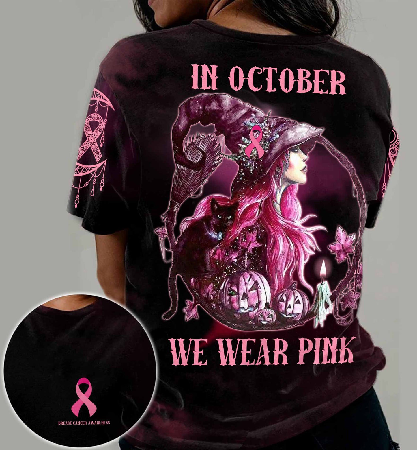 In October We Wear Pink - Breast Cancer Awareness All Over T-shirt