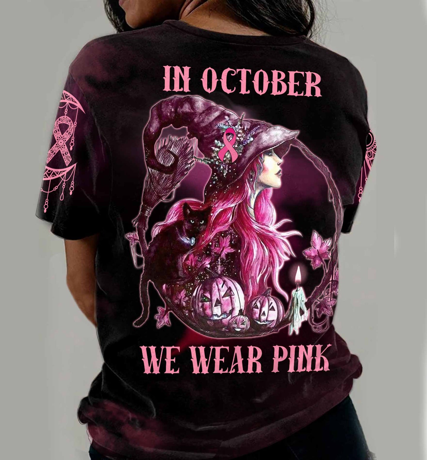 In October We Wear Pink - Breast Cancer Awareness All Over T-shirt