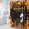 Most Wonderful Time Of The Day Autumn Leaf White Puppy - Fall Bathroom Curtain &amp; Mats Set