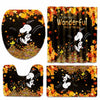 Most Wonderful Time Of The Day Autumn Leaf White Puppy - Fall Bathroom Curtain &amp; Mats Set
