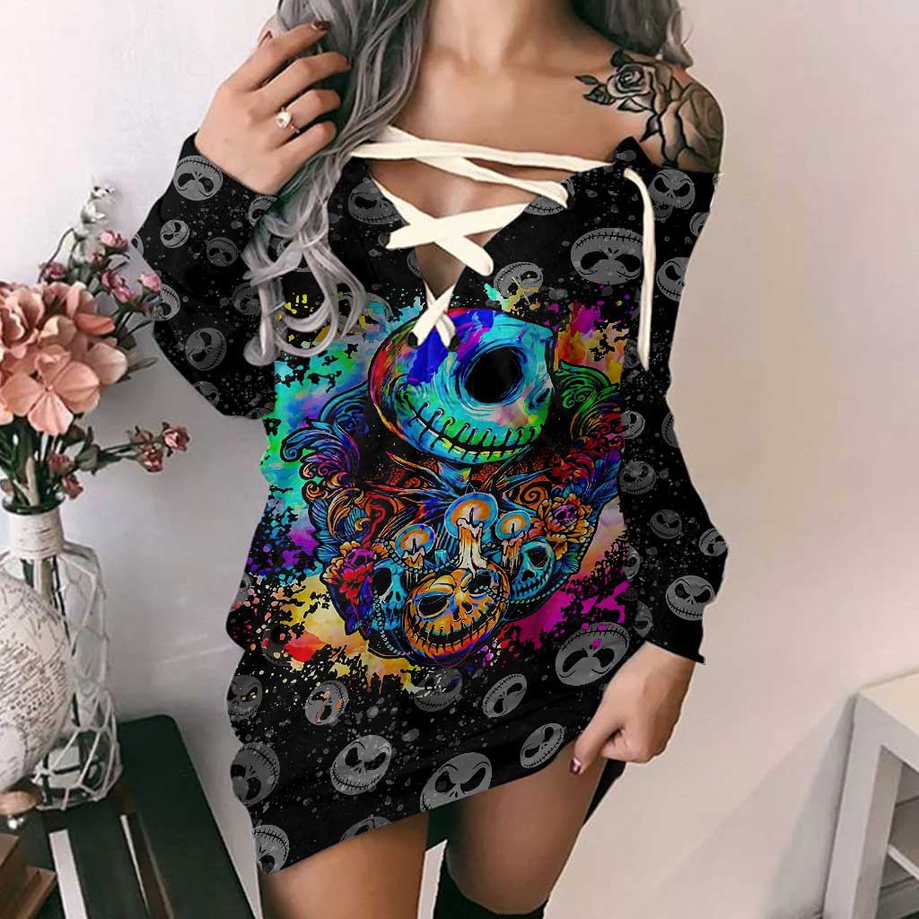 Pumpkin King - Nightmare Off Shoulder Long Sleeve Dress