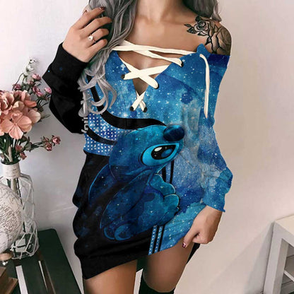 Ohana - Personalized Ohana Off Shoulder Long Sleeve Dress