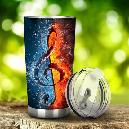 Fire Water G-clef - Music Tumbler