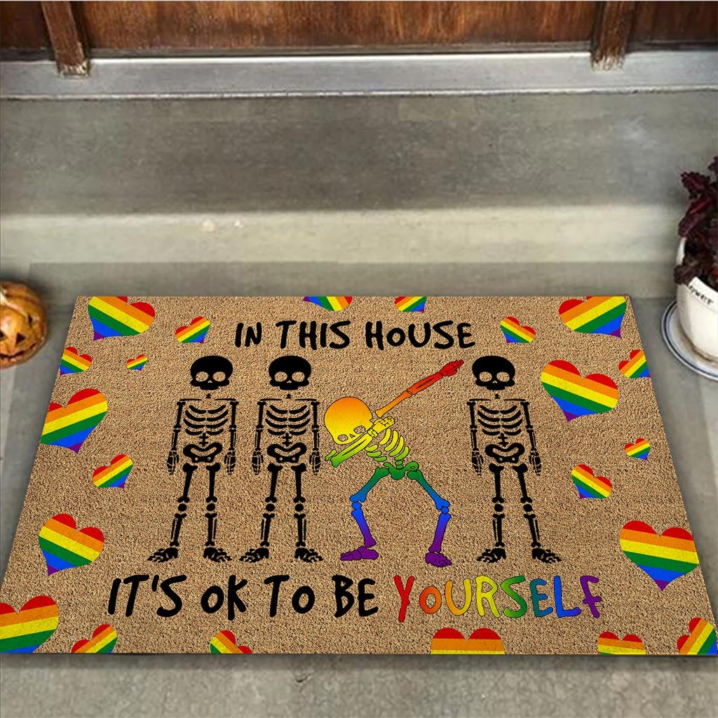 In This House It's Ok To Be Yourself - LGBT Support Coir Pattern Print Doormat