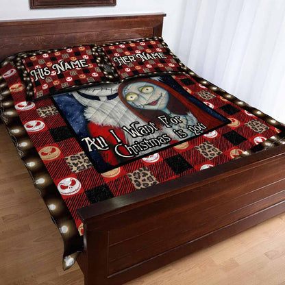 All I Want For Christmas Nightmare Couple - Personalized Quilt Set