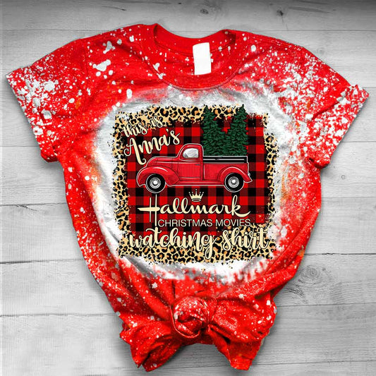 Christmas Movies Watching - Personalized Handmade Bleached Shirts