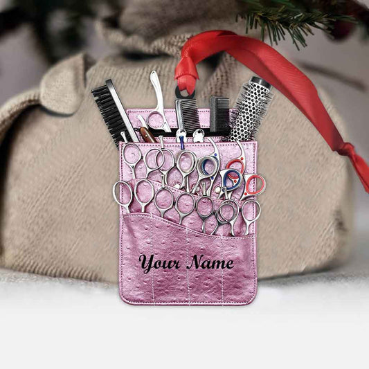 Love Is In The Hair - Personalized Christmas Hairdresser Ornament (Printed On Both Sides)