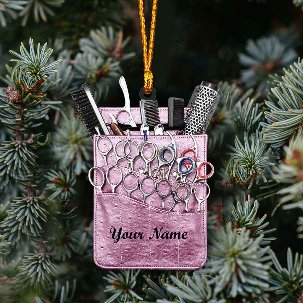 Love Is In The Hair - Personalized Christmas Hairdresser Ornament (Printed On Both Sides)