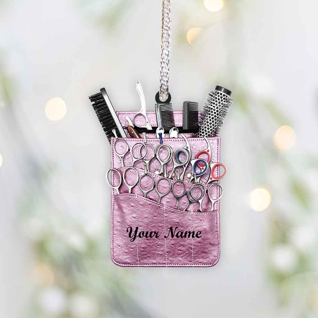 Love Is In The Hair - Personalized Christmas Hairdresser Ornament (Printed On Both Sides)