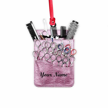 Love Is In The Hair - Personalized Christmas Hairdresser Ornament (Printed On Both Sides)