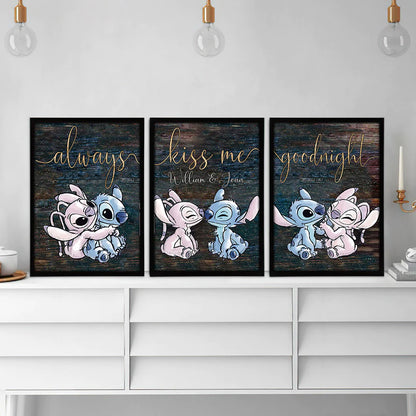 Always Kiss Me Goodnight - Personalized Couple Ohana Poster & Canvas Set