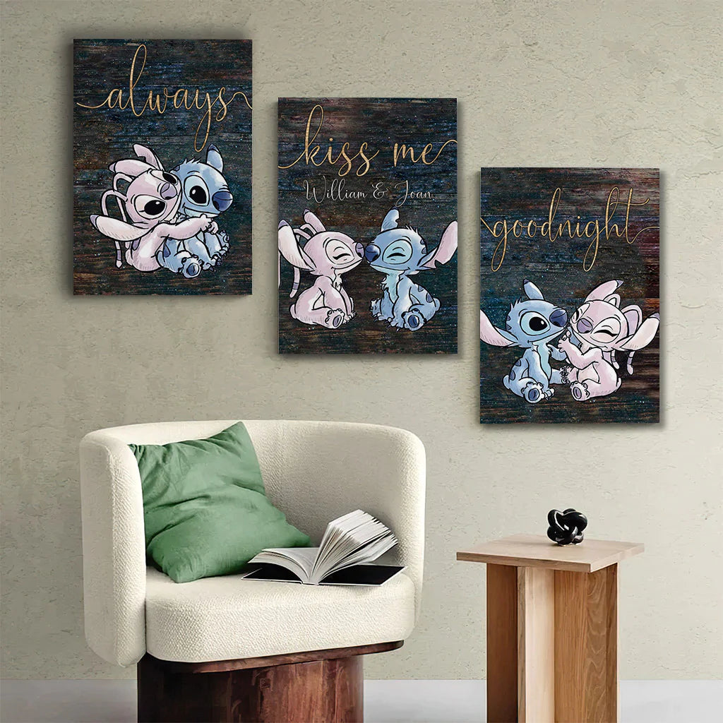 Always Kiss Me Goodnight - Personalized Couple Ohana Poster & Canvas Set