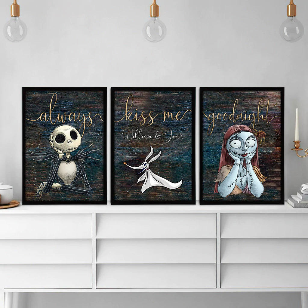 Always Kiss Me Goodnight - Personalized Couple Nightmare Poster & Canvas Set