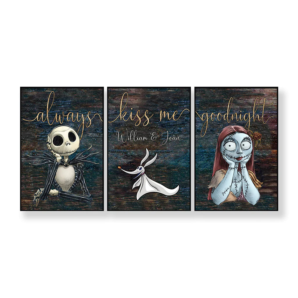 Always Kiss Me Goodnight - Personalized Couple Nightmare Poster & Canvas Set